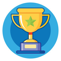 Trophy Flat Design Education Icon with Side Shadow