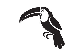 simple minimalistic toucan bird black color vector silhouette in white background