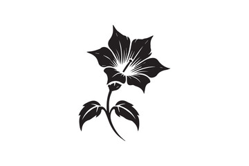 simple moonflower flower black color vector silhouette in white background
