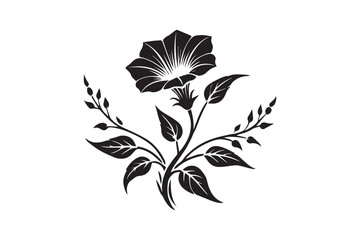 simple moonflower flower black color vector silhouette in white background