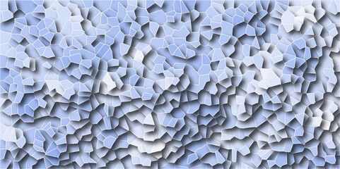 Light blue and black Broken Stained Glass Background with White lines Voronoi diagram background. Seamless fractured stone texture. Modern turquoise Stone fragment with colorful poly crystal mosaic.