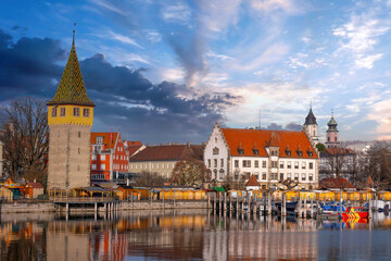 Lindau am Bodensee, Hafen mit Mangturm