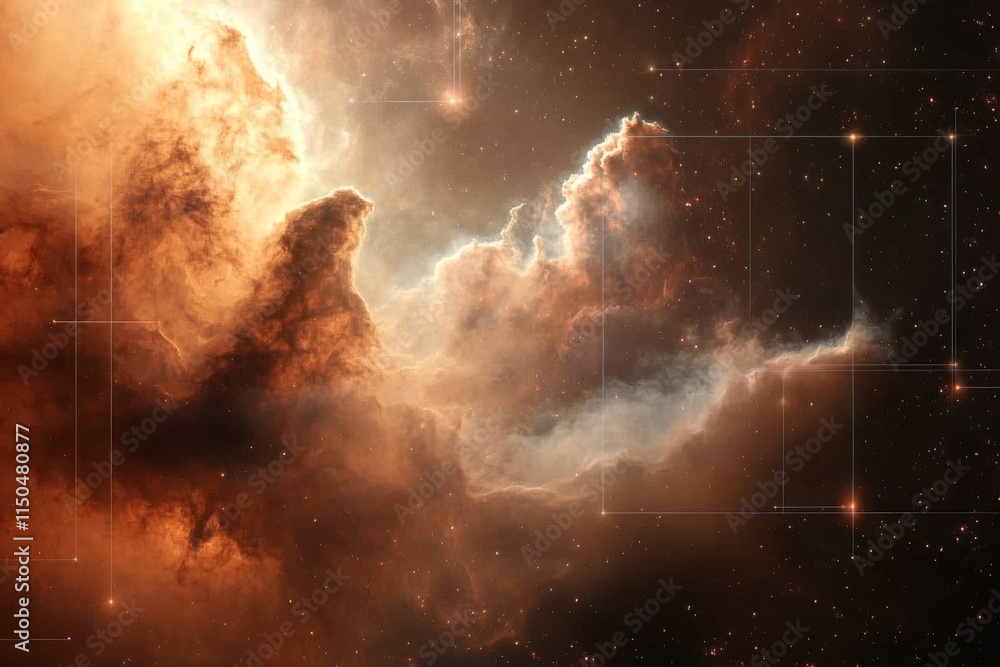 Poster celestial clouds swirl in an ethereal display of colors and cosmic structure in the heart of deep sp
