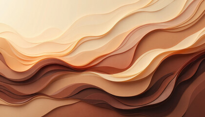 Fototapeta premium Layered paper waves in warm beige and brown tones 