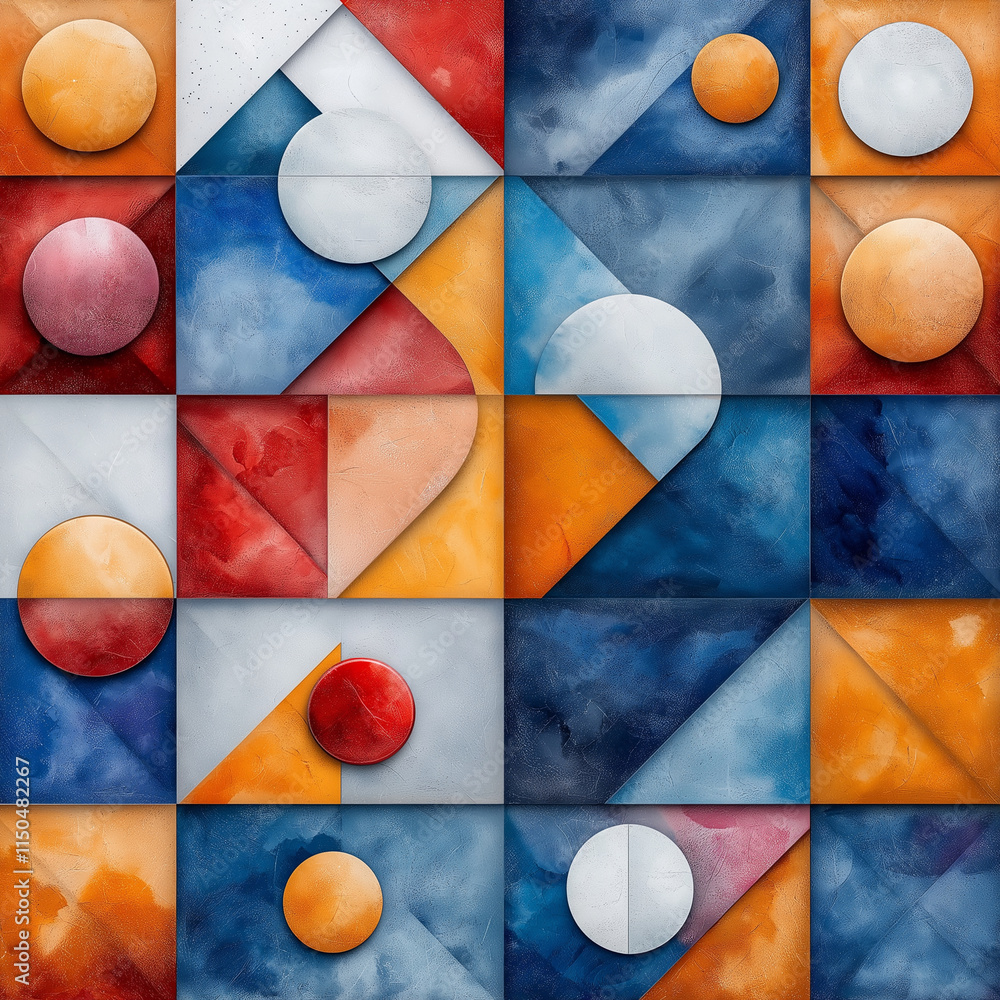 Poster abstract geometric pattern with vibrant colors and shapes