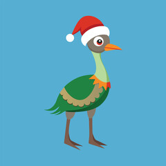 Christmas Kori Bustard Vector Illustration Cartoon, Clipart, and Line Art Designs.eps