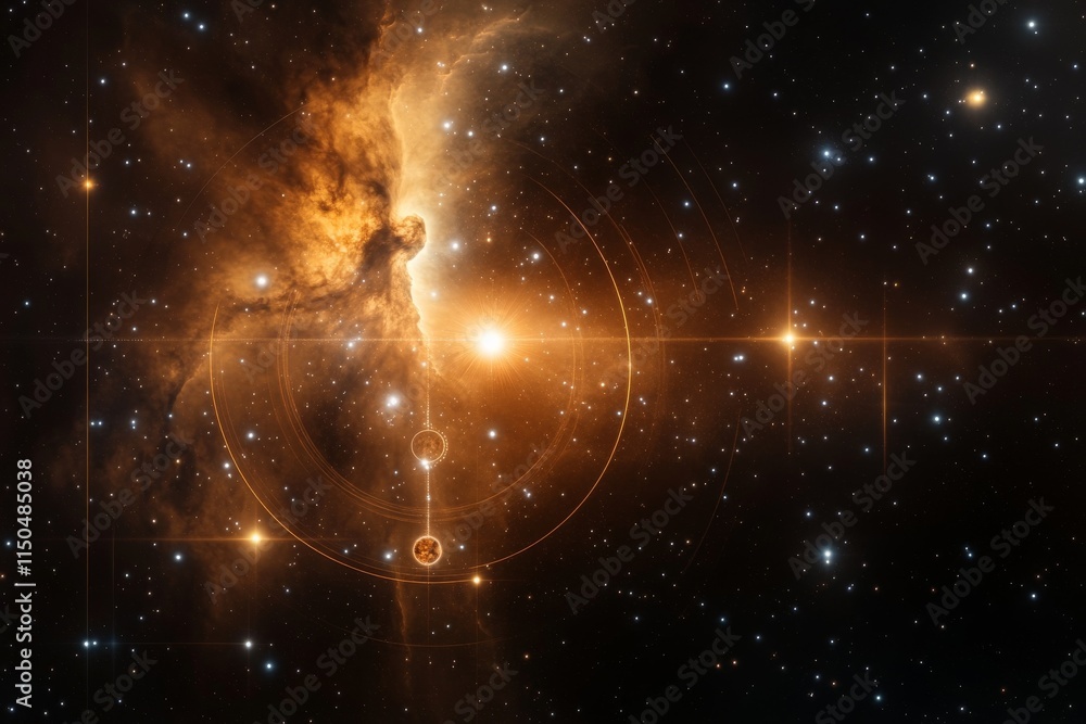Poster cosmic nebula glowing with stars in deep space during a stunning celestial event