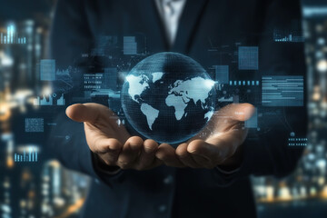 hand holding digital globe- globalization concept