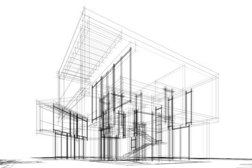 House building sketch architecture 3d rendering