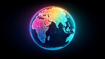 Fototapeta premium A vibrant, colorful depiction of Earth showcasing its diverse landscapes.