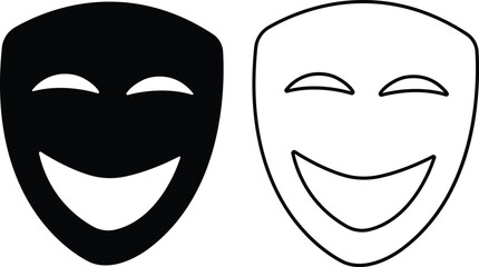 Person face Mask icon in flat, line set. isolated on transparent background Masquerade vector for apps or web Different party superhero carnival villain or burglar costume hidden eye mask