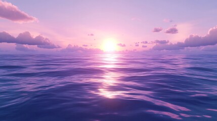Obraz premium Purple Sunset Over the Calm Ocean Waters