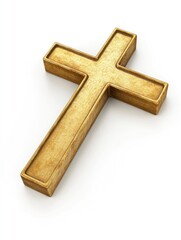 Cross of Jesus in 3D render isolated on white background. 3D illustration.