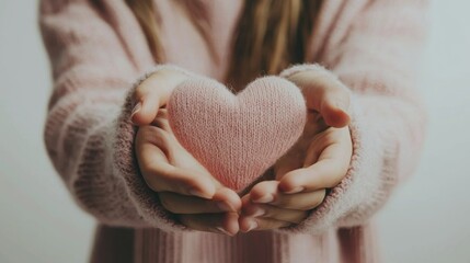 Hands, closeup and person in studio with heart sign, gesture or symbol isolated on white background. Zoom, love and care icon with romance emoji for compassion, kindness and happiness for valentines