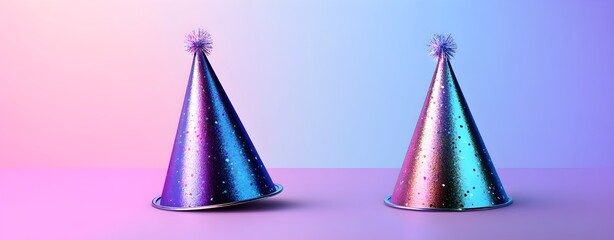 Obraz premium Two Party hats with textures with copy space or text space 