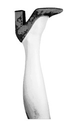 Single pointed toe suede heel for women, with a raised, slim leg in a side view. Modern, trendy footwear in a retro design with halftone texture. Vector illustration isolated on