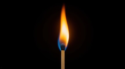 Close-up of a Lit Matchstick Flame