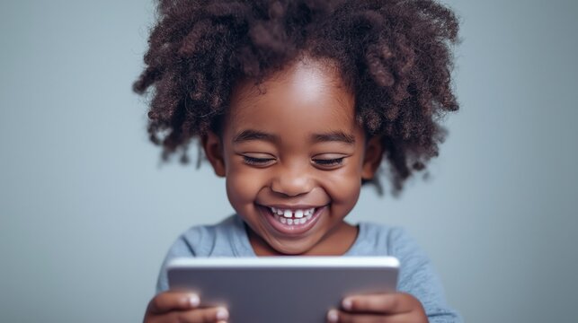 A child plays on a digital tablet
