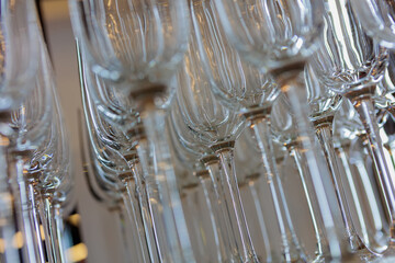 Close-up view of elegant wine glasses