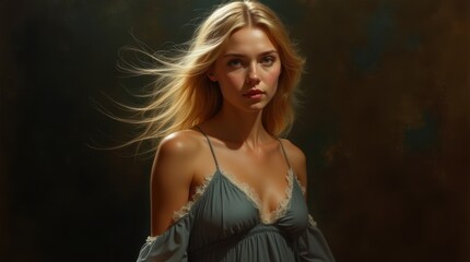 Fototapeta premium Impressionistic Portrait of a Woman with Blonde Hair