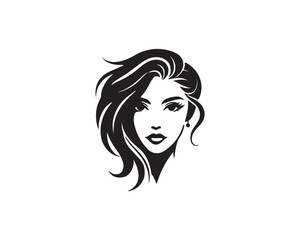 Black Color Women Beauty Face silhouette design Vector Illustration, Solid White Background 1.eps