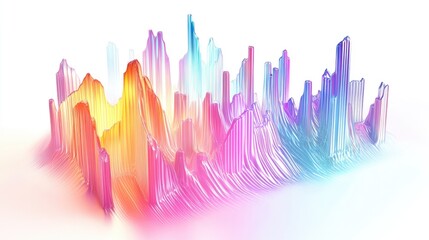 a futuristic holographic chart clipart, business analytics element, glowing 3D design, luminous colors, isolated on white background 