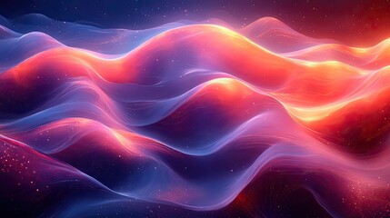 Fototapeta premium Abstract wallpaper with 3D waves creates art and design; isolated on a background, this pattern flows with iridescent motion and neon graphics