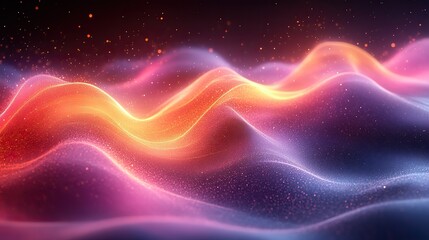 Obraz premium Abstract wallpaper with 3D waves, glowing and flowing with neon colors, creating an iridescent graphic texture