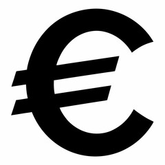 Euro Sign Black Silhouette Vector