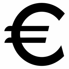 Euro Sign Black Silhouette Vector