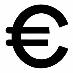 Euro Sign Black Silhouette Vector