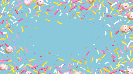 Sugar Sprinkles Frame Banner Flat Vector Illustration