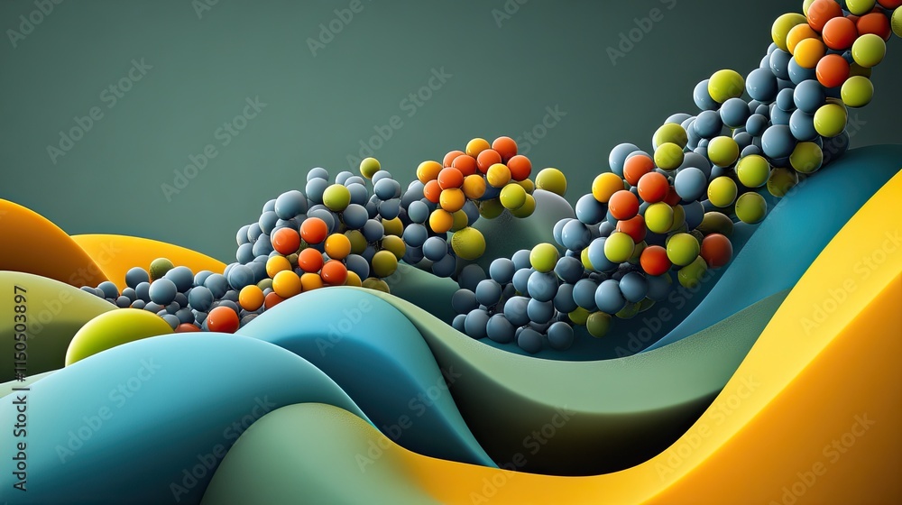Aufkleber vibrant molecular structures with dynamic dna helixes, creating an abstract representation of biotec