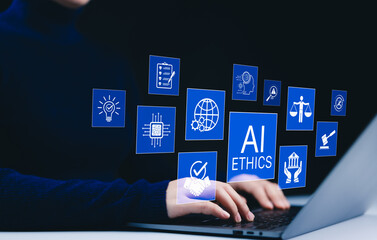 AI Ethics and Responsibility in Technology Concept. AI ethics and responsible artificial...