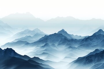Obraz premium dark mountains with foggy valley isolated on white