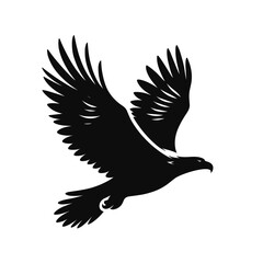 Obraz premium Black silhouette of an eagle in flight with wings spread