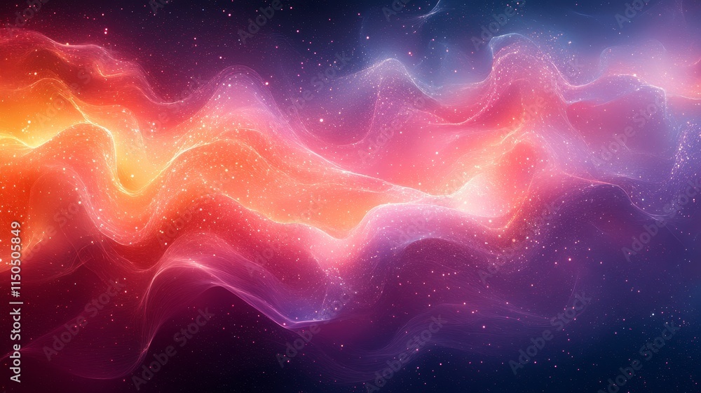 Poster colorful cosmic abstract waves flowing through space during a mesmerizing cosmic event filled with v
