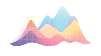 a unique bar and line combo chart clipart, hybrid graph element, retro aesthetic, pastel tones, isolated on white background