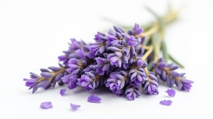 Fototapeta premium Rustic Dried Lavender Bouquet on White Background
