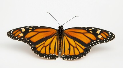 Naklejka premium Close-Up View of Monarch Butterfly with Vibrant Orange Wings