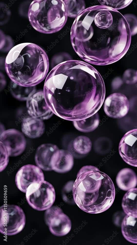 Poster colorful bubbles floating in the air against a dark background creating an enchanting visual effect