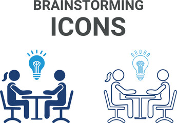 Brainstorming icons. Containing mind, brainstorming, head, neuron, cognition, thinking, intelligence and more. Solid vector icons collection.