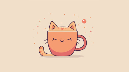 Cute Doodle Icon of Coffee Cup or Tea Mug with Kawaii Design