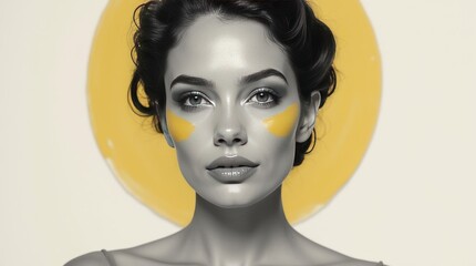 Elegant Woman with Paintbrushes in Black and White Photography