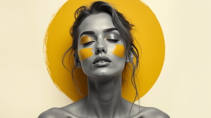 Elegant Woman with Paintbrushes in Black and White Photography