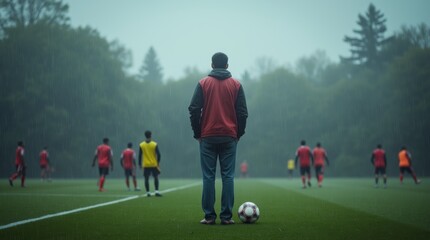 Soccer Coach in the Rain: Observing Early Morning Training