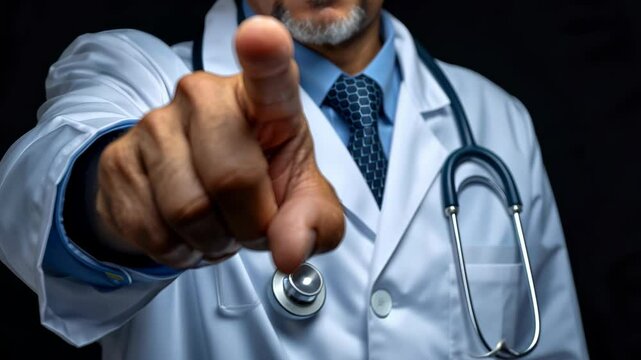 Doctor emphasizes patient care through assertive gesture in clinical setting