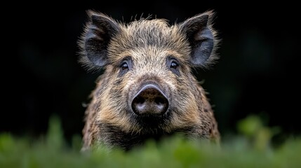 Fototapeta premium Close-up of a wild boar facing the camera.