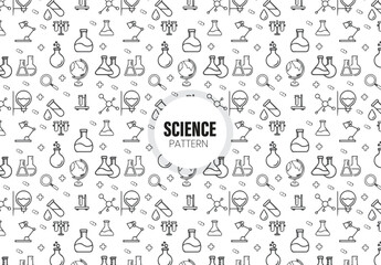  monochrome science seamless pattern with sketched doodles, cartoon elements for wallpaper, backgrounds, wrapping paper, packaging, prints, stationary, scrapbooking, etc. EPS 10
