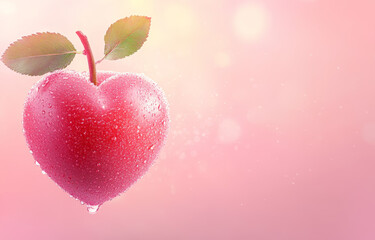 Obraz premium Heart-shaped apple symbolizes love and romance during Valentine's Day celebrations in a dreamy background